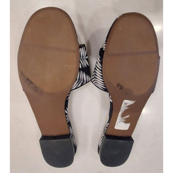 Who What Wear‎ Sandals Size 8.5 Sloan Slide Black & White Tropical “See Ya” - Picture 3 of 6